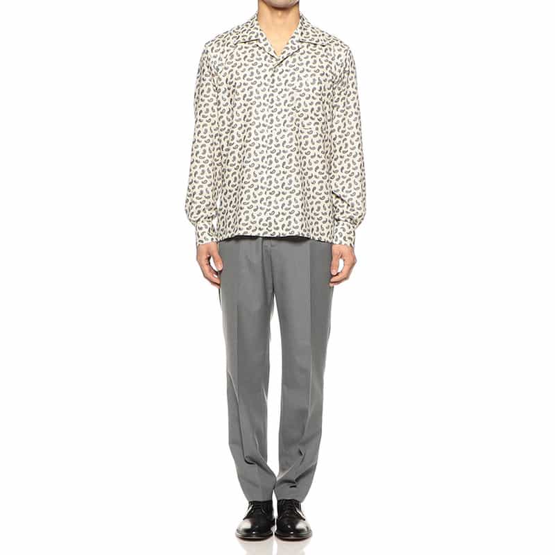 BARNEYS NEW YORK ペイズリー柄プリントオープンカラーシャツ BEIGE