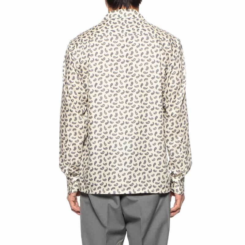 BARNEYS NEW YORK ペイズリー柄プリントオープンカラーシャツ BEIGE