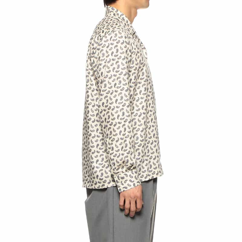 BARNEYS NEW YORK ペイズリー柄プリントオープンカラーシャツ BEIGE