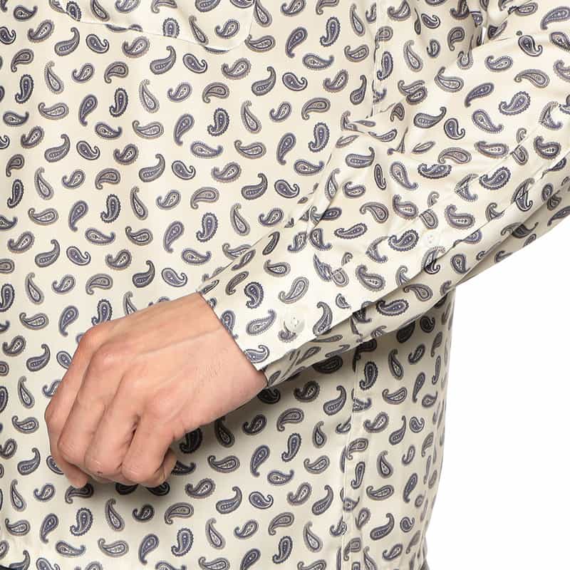 BARNEYS NEW YORK ペイズリー柄プリントオープンカラーシャツ BEIGE