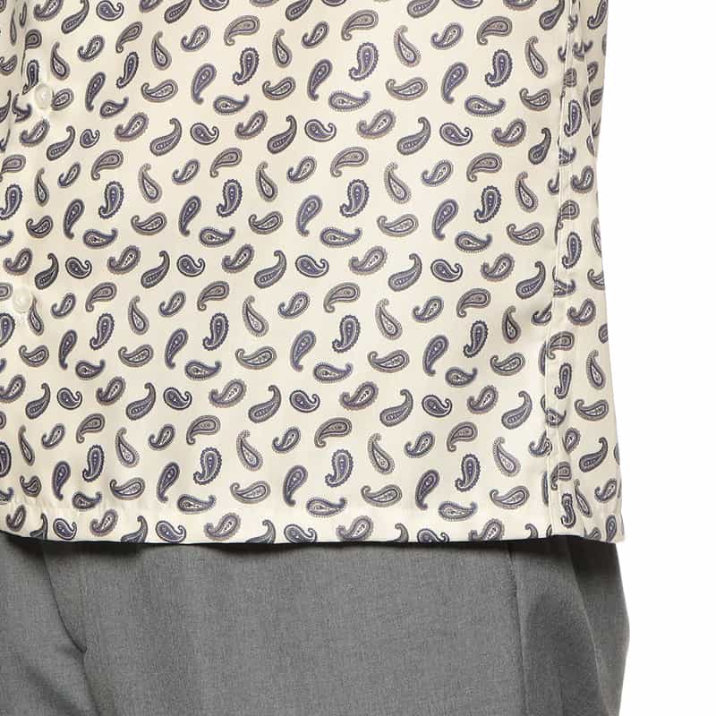 BARNEYS NEW YORK ペイズリー柄プリントオープンカラーシャツ BEIGE