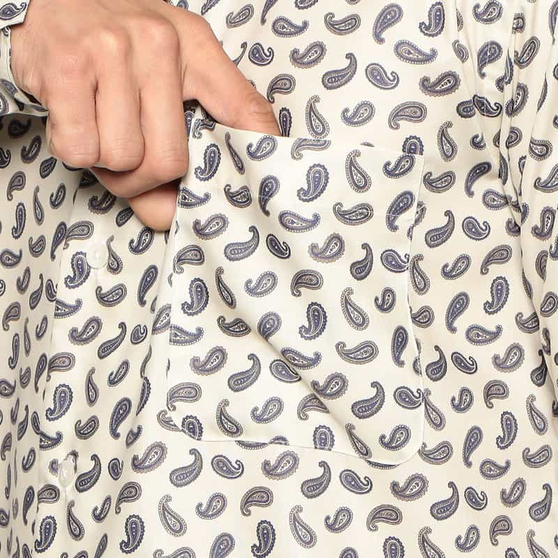 BARNEYS NEW YORK ペイズリー柄プリントオープンカラーシャツ BEIGE