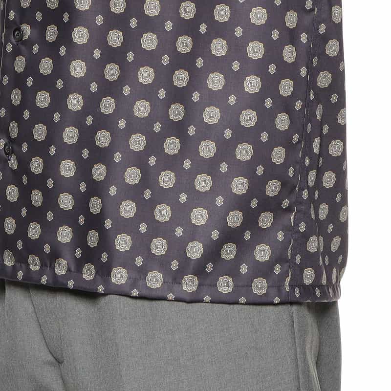 BARNEYS NEW YORK 小紋柄プリントオープンカラーシャツ NAVY