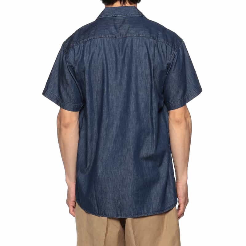 BARNEYS NEW YORK 半袖デニムオープンカラーシャツ NAVY