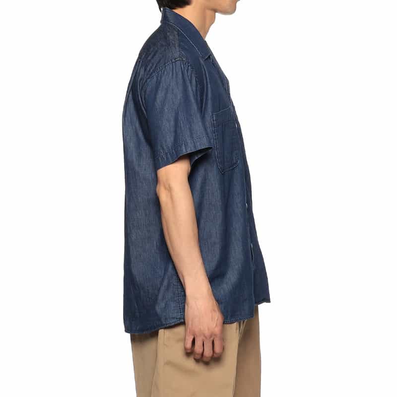 BARNEYS NEW YORK 半袖デニムオープンカラーシャツ NAVY