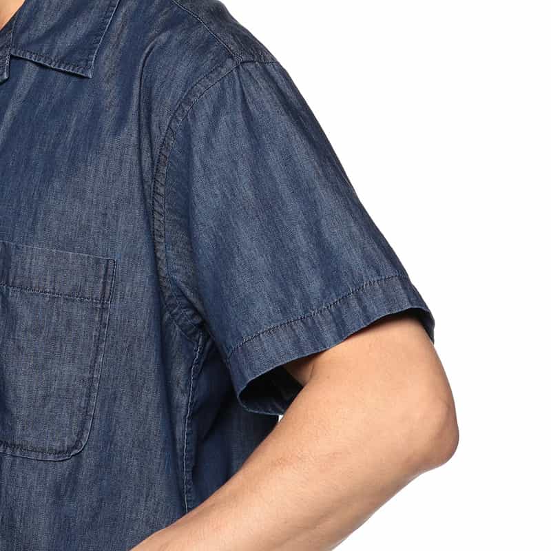 BARNEYS NEW YORK 半袖デニムオープンカラーシャツ NAVY