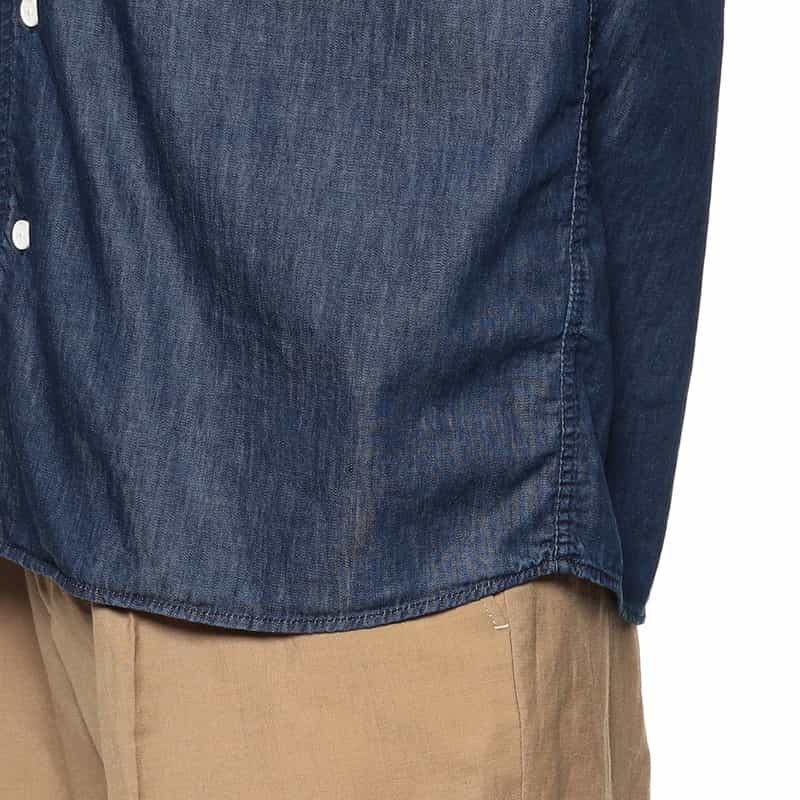 BARNEYS NEW YORK 半袖デニムオープンカラーシャツ NAVY