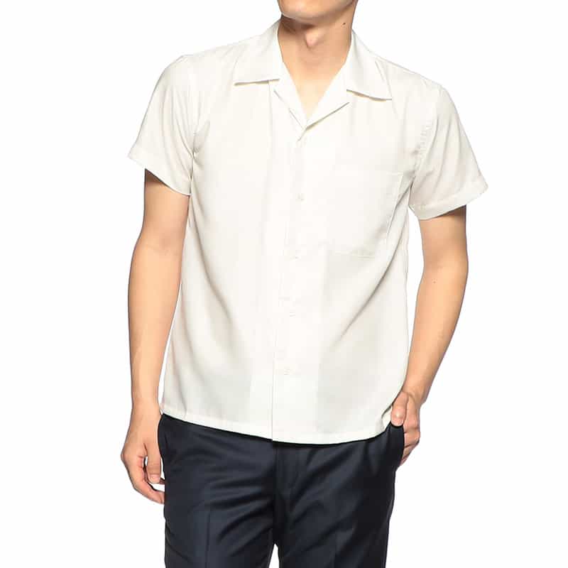 BARNEYS NEW YORK 半袖オープンカラーシャツ IVORY
