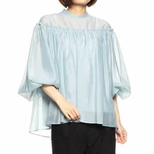 ウォッシャブルシアーボリュームスリーブブラウス