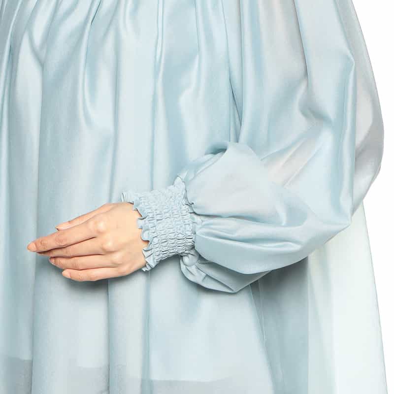 BARNEYS NEW YORK ウォッシャブルシアーボリュームスリーブブラウス LIGHT BLUE