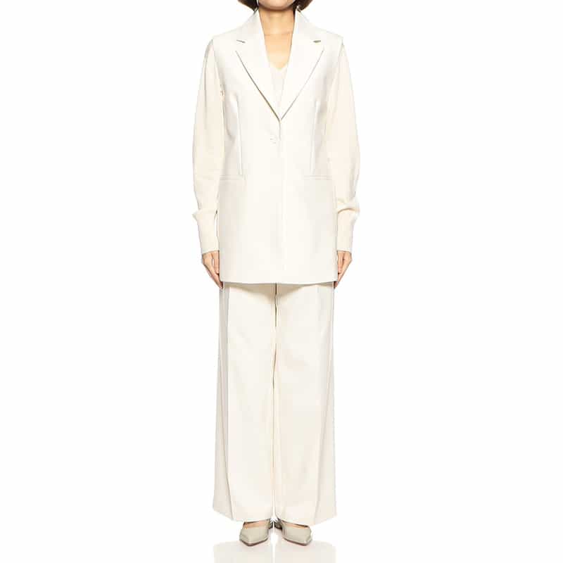 BARNEYS NEW YORK セットアップウォッシャブルテーラードスリーブレスジャケット IVORY
