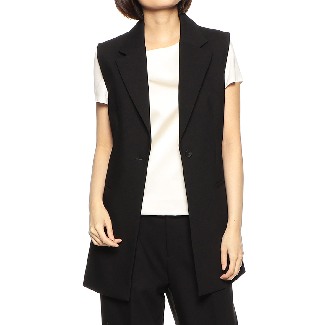 セットアップウォッシャブルテーラードスリーブレスジャケット