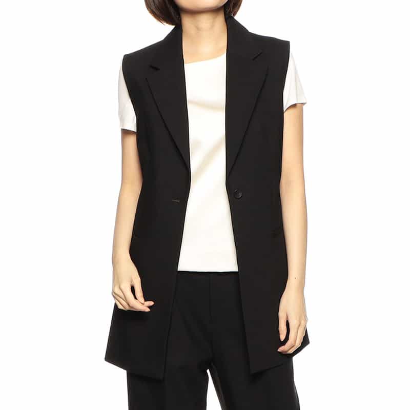 BARNEYS NEW YORK セットアップウォッシャブルテーラードスリーブレスジャケット BLACK