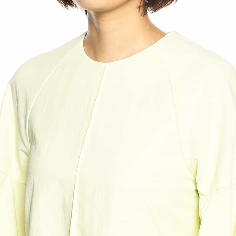 BARNEYS NEW YORK ウォッシャブル ベルスリーブフレアドレス LIGHT YELLOW