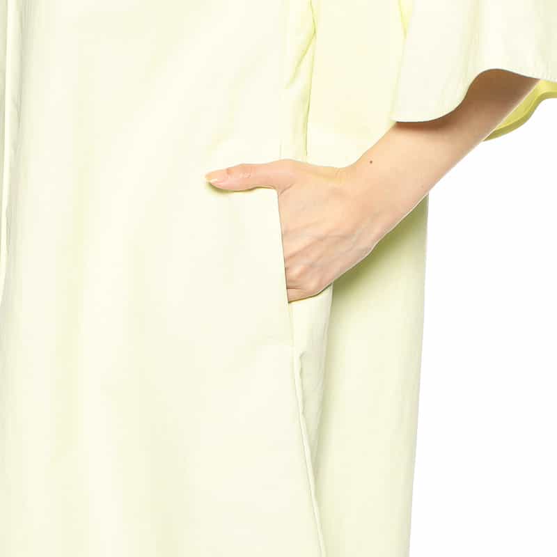 BARNEYS NEW YORK ウォッシャブル ベルスリーブフレアドレス LIGHT YELLOW