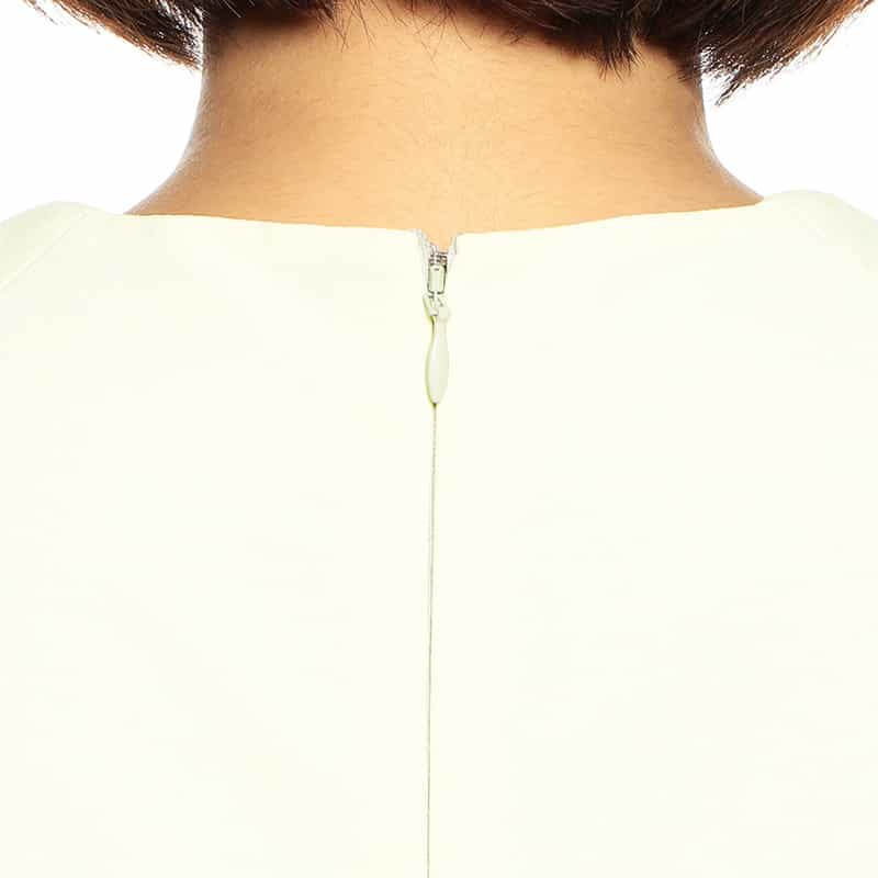 BARNEYS NEW YORK ウォッシャブル ベルスリーブフレアドレス LIGHT YELLOW