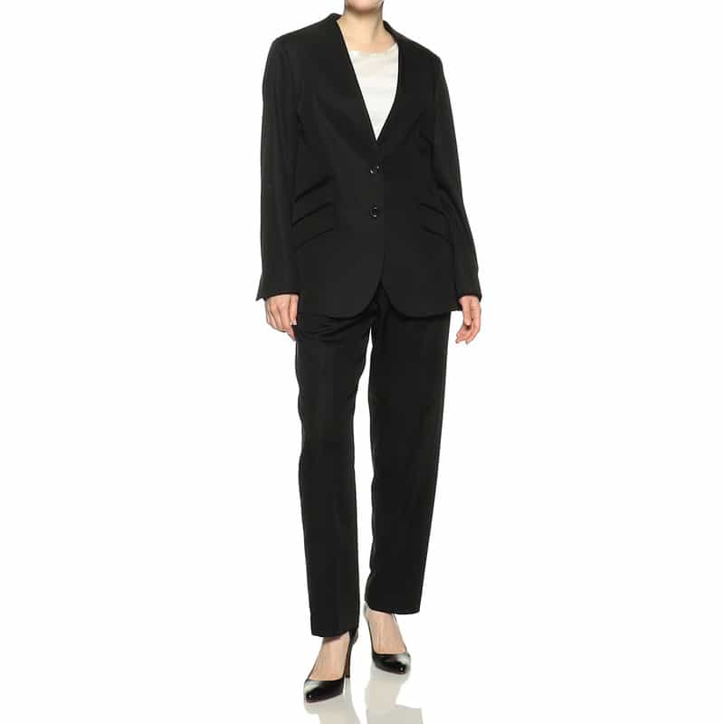 BARNEYS NEW YORK セットアップウォッシャブルストレッチサテンパンツ BLACK