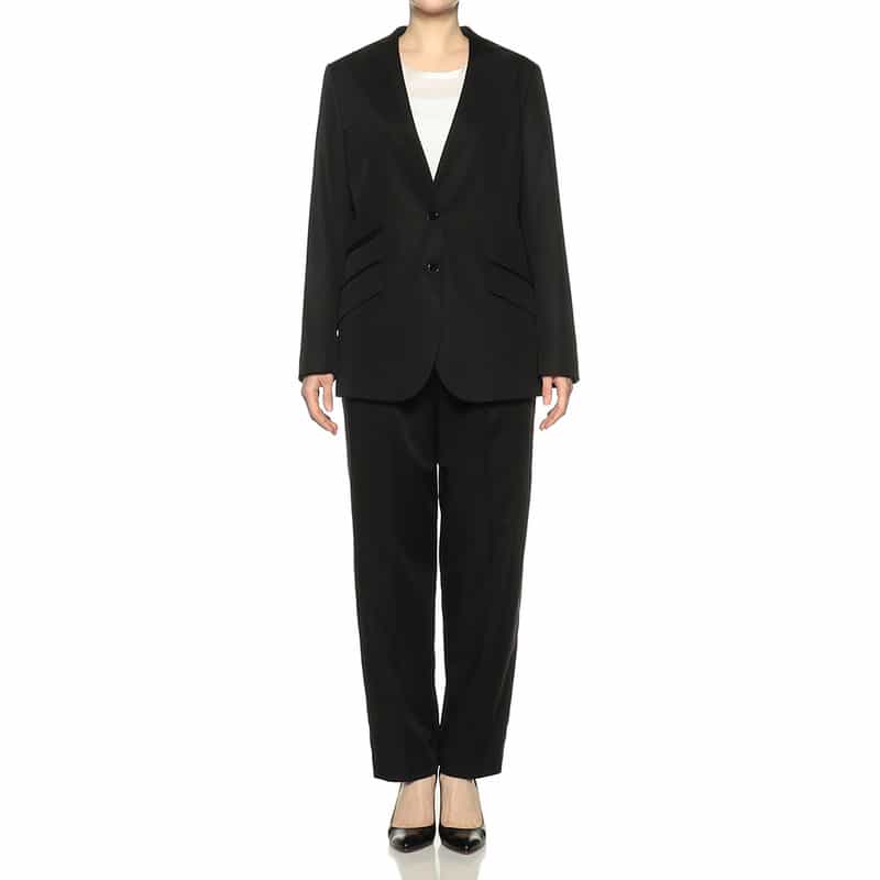 BARNEYS NEW YORK セットアップウォッシャブルストレッチサテンパンツ BLACK