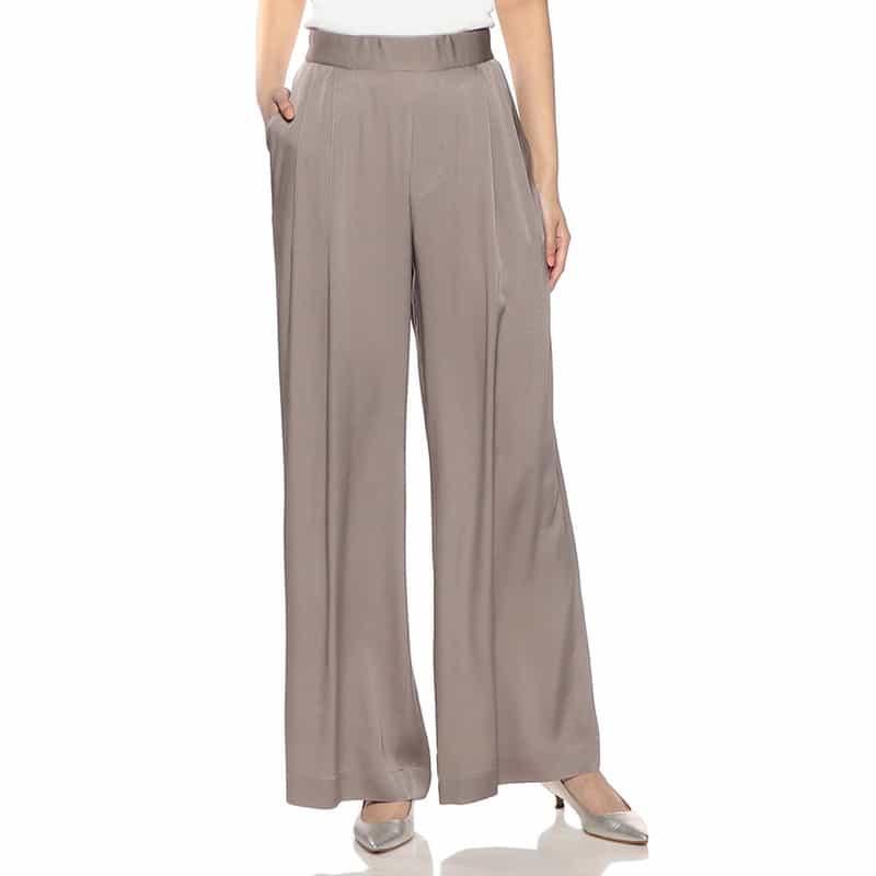 BARNEYS NEW YORK セットアップウォッシャブルシルクストレッチワイドパンツ LIGHT BROWN