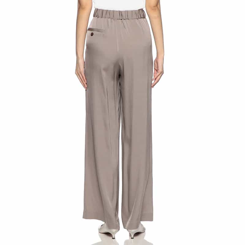 BARNEYS NEW YORK セットアップウォッシャブルシルクストレッチワイドパンツ LIGHT BROWN