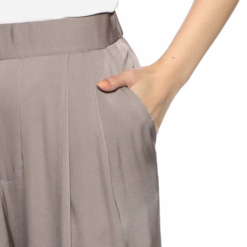 BARNEYS NEW YORK セットアップウォッシャブルシルクストレッチワイドパンツ LIGHT BROWN