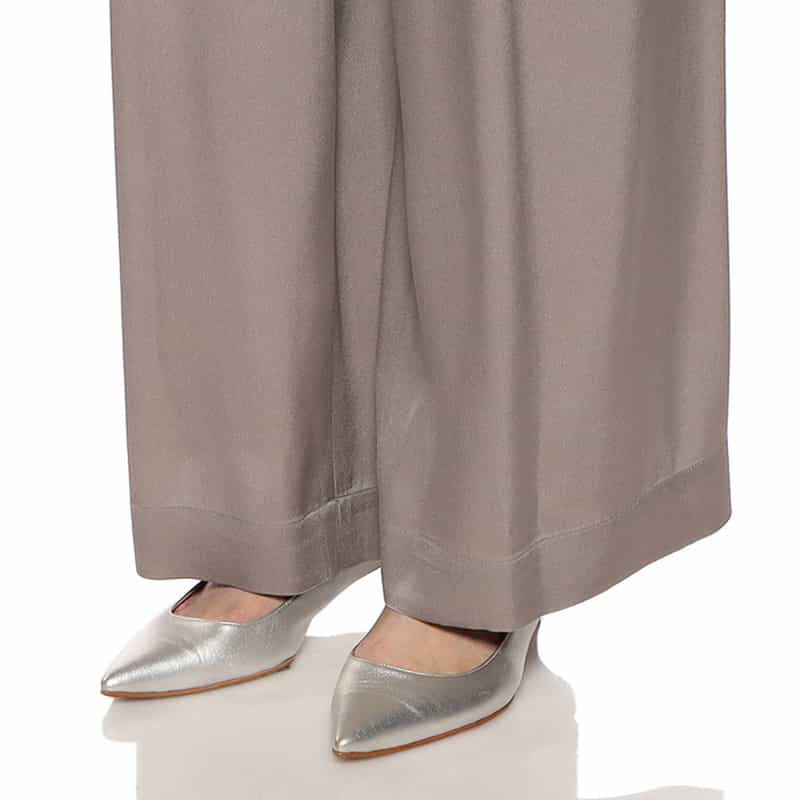 BARNEYS NEW YORK セットアップウォッシャブルシルクストレッチワイドパンツ LIGHT BROWN