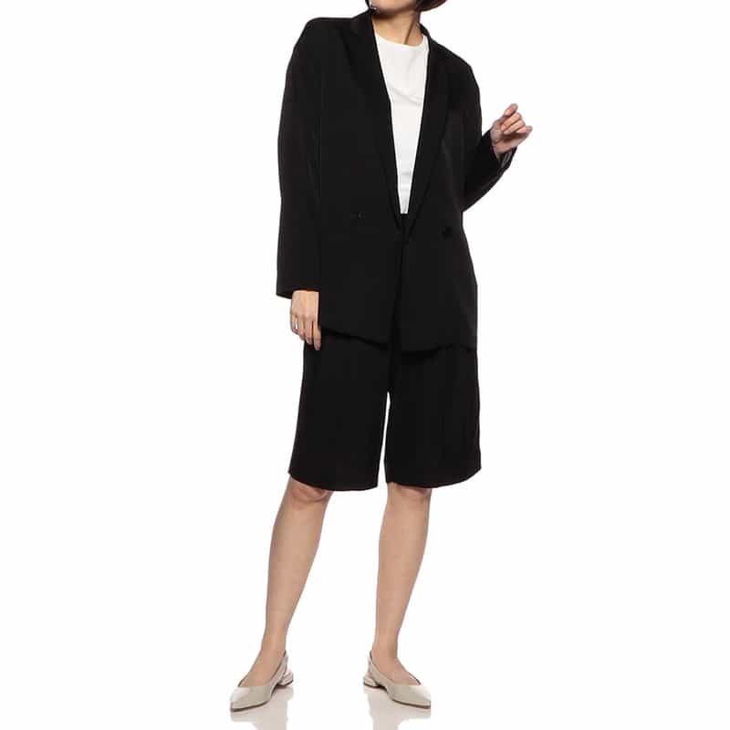 BARNEYS NEW YORK セットアップウォッシャブルシルクストレッチショートパンツ BLACK