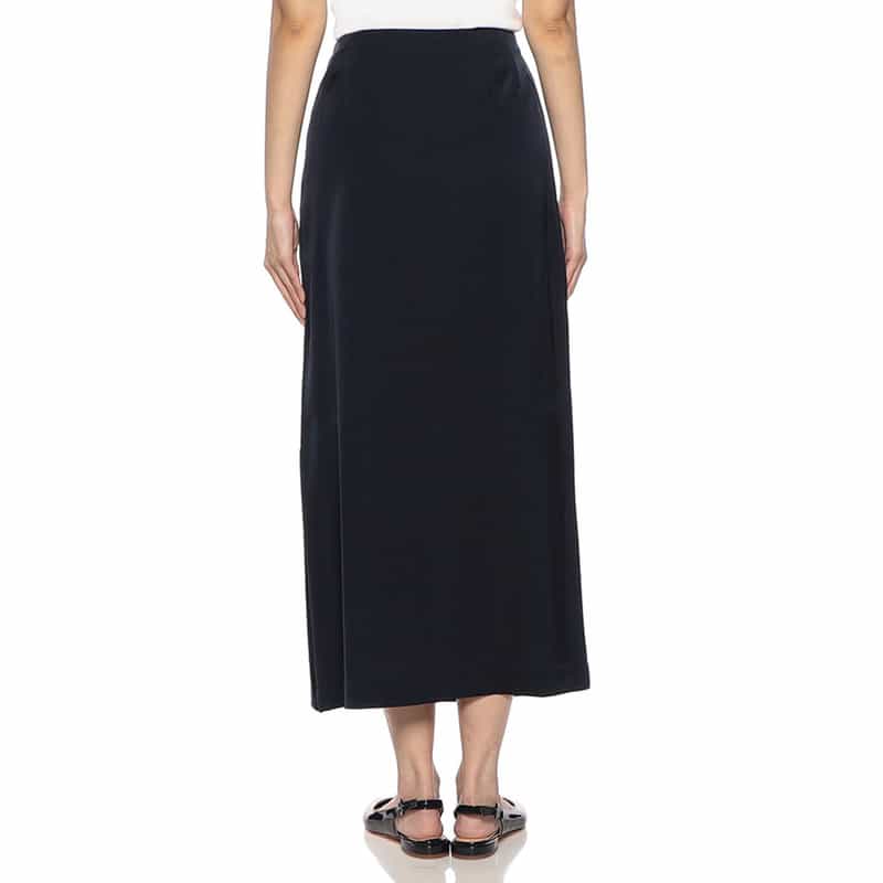 BARNEYS NEW YORK セットアップウォッシャブルシルクストレッチアシンメトリードレープスカート NAVY
