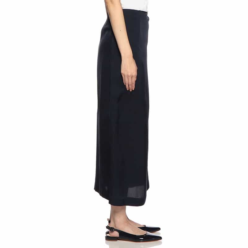 BARNEYS NEW YORK セットアップウォッシャブルシルクストレッチアシンメトリードレープスカート NAVY