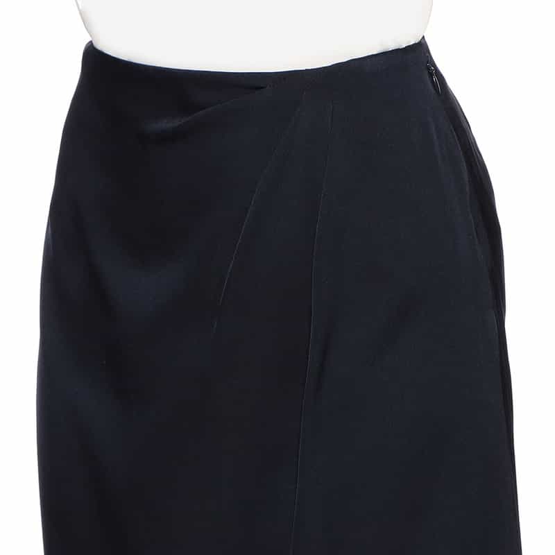 BARNEYS NEW YORK セットアップウォッシャブルシルクストレッチアシンメトリードレープスカート NAVY