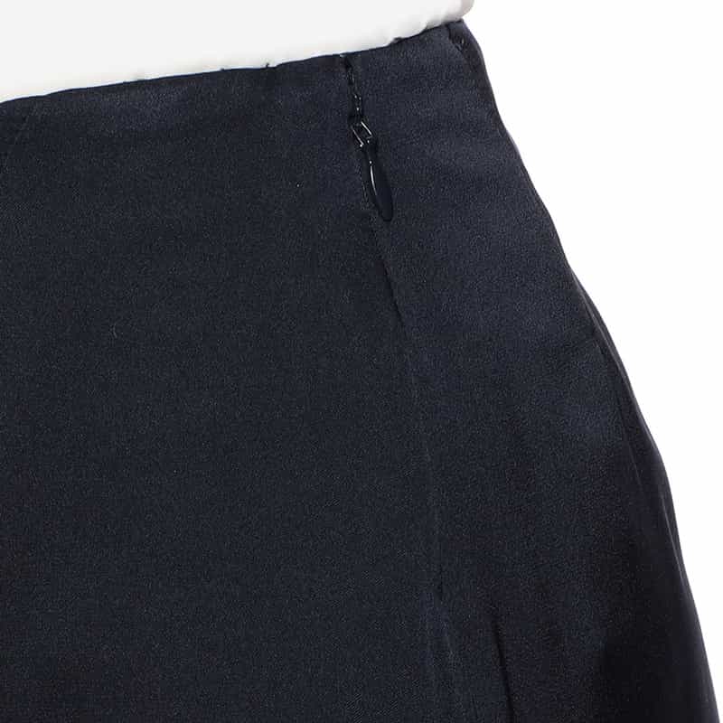 BARNEYS NEW YORK セットアップウォッシャブルシルクストレッチアシンメトリードレープスカート NAVY