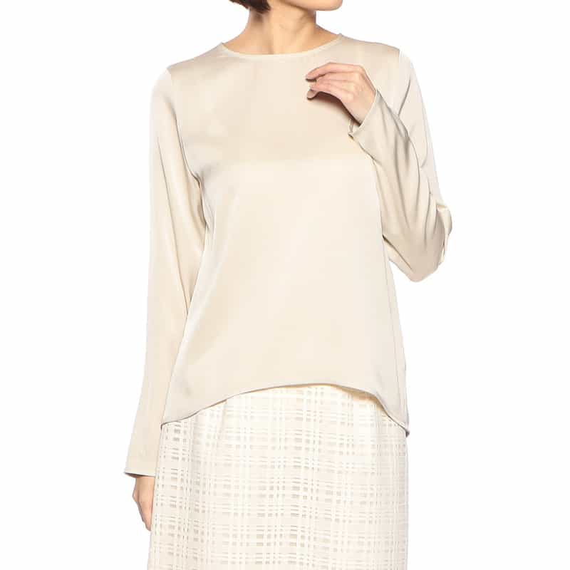 BARNEYS NEW YORK セットアップウォッシャブルシルクストレッチラウンドヘムプルオーバー BEIGE