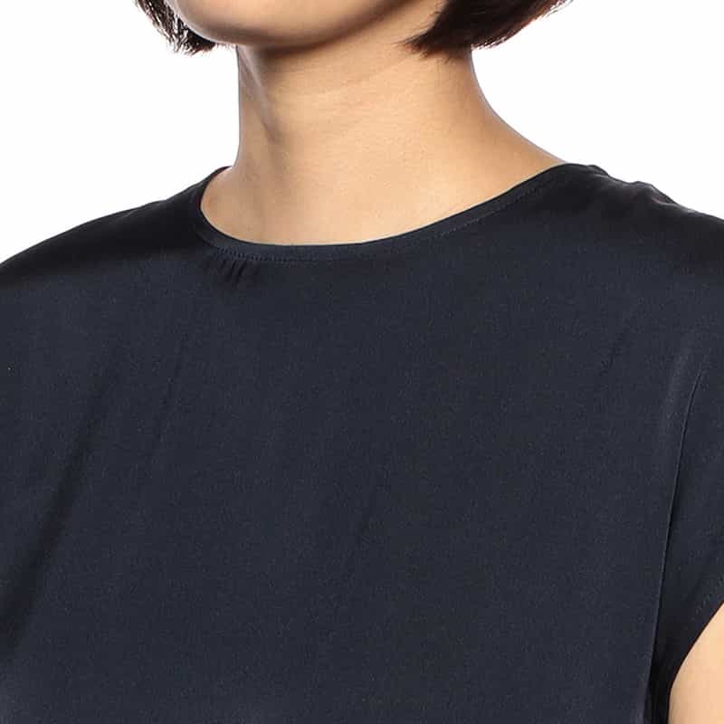 BARNEYS NEW YORK セットアップウォッシャブルシルクストレッチクルーネックプルオーバー NAVY