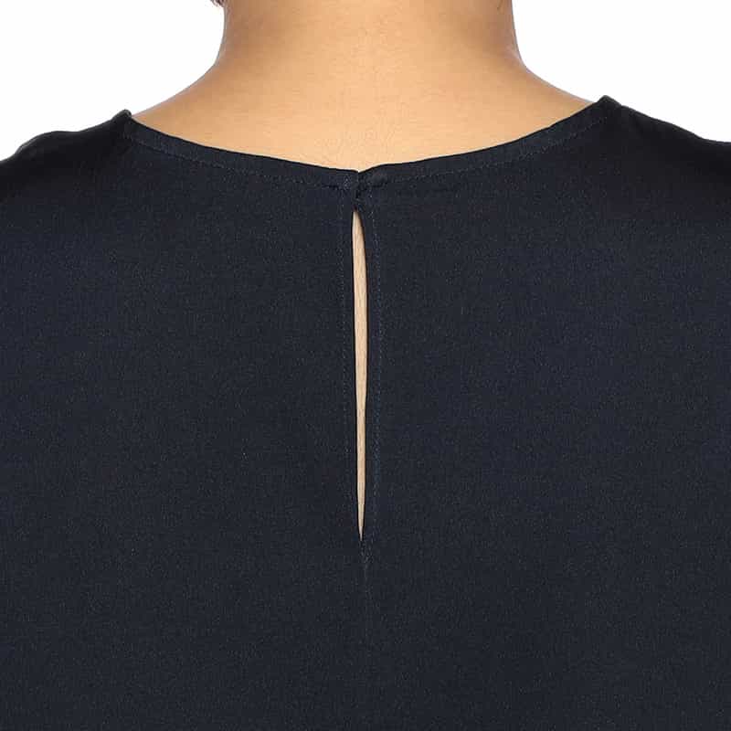 BARNEYS NEW YORK セットアップウォッシャブルシルクストレッチクルーネックプルオーバー NAVY