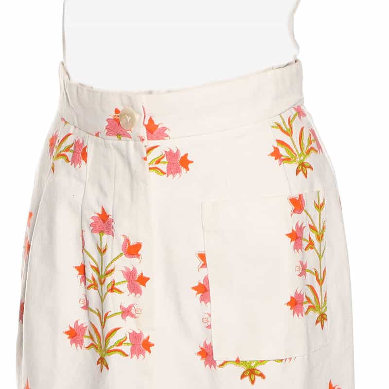 SZ BLOCKPRINTS フラワープリントタイトスカート PINK