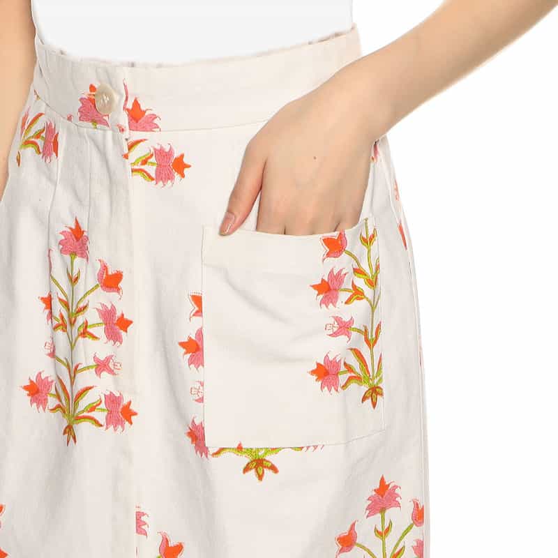 SZ BLOCKPRINTS フラワープリントタイトスカート PINK