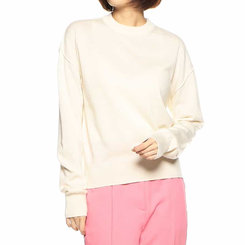 BARNEYS NEW YORK ウォッシャブルカシミヤシルクモックネックニットプルオーバー IVORY