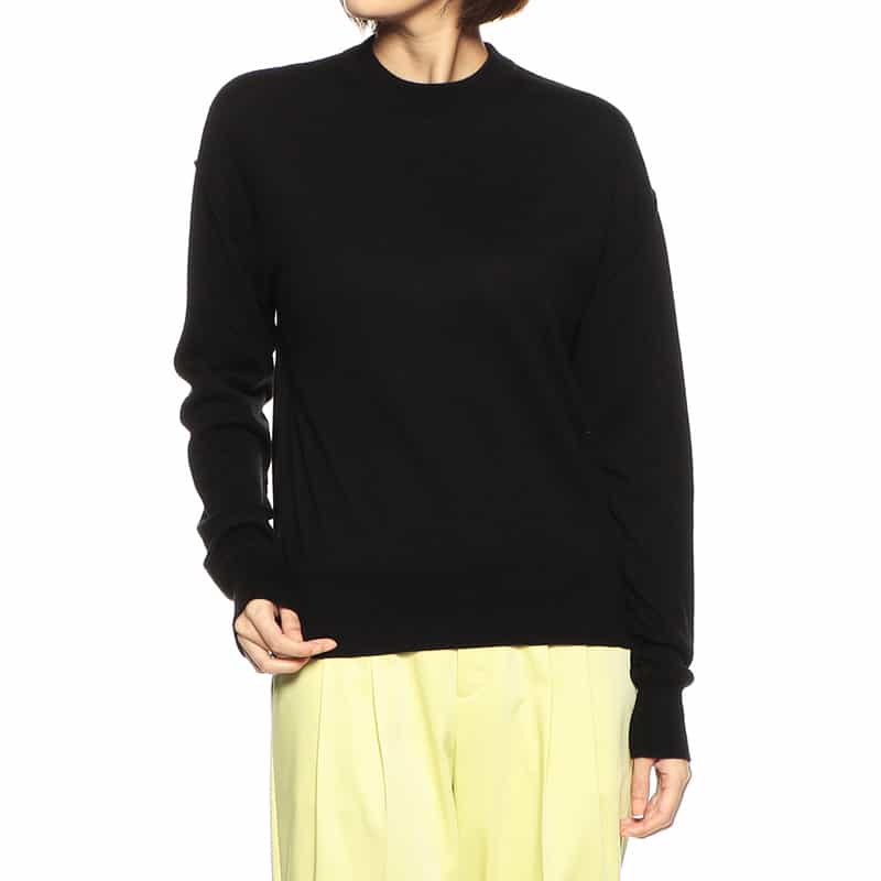 BARNEYS NEW YORK ウォッシャブルカシミヤシルクモックネックニットプルオーバー BLACK