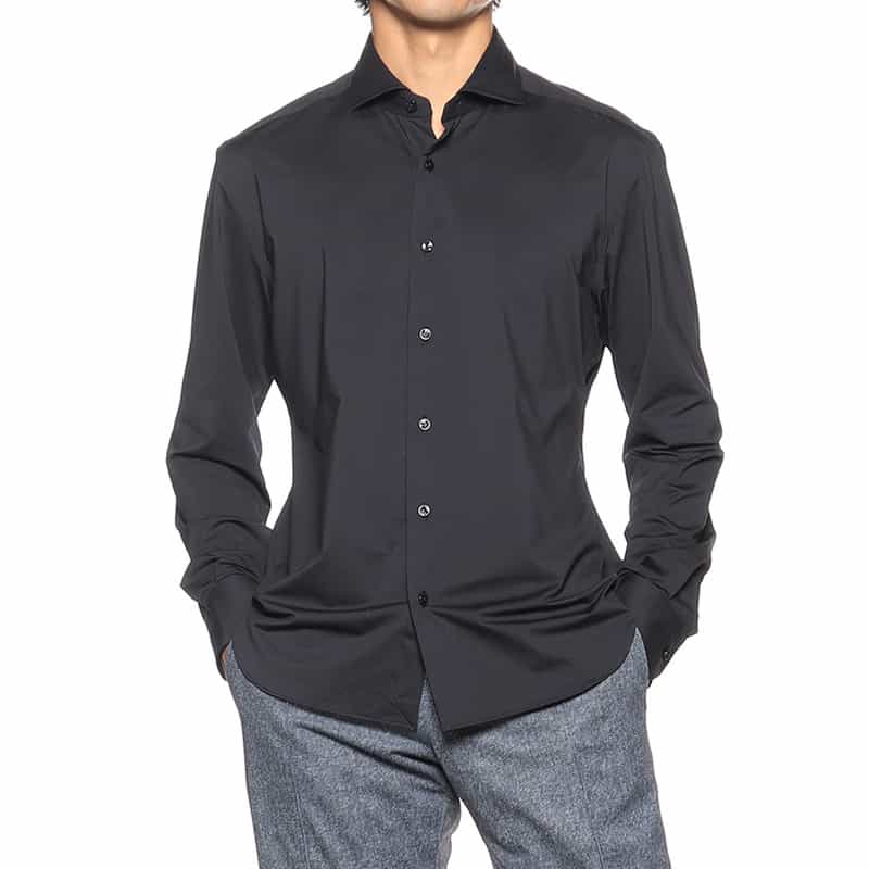XACUS イージーケアソリッドシャツ NAVY