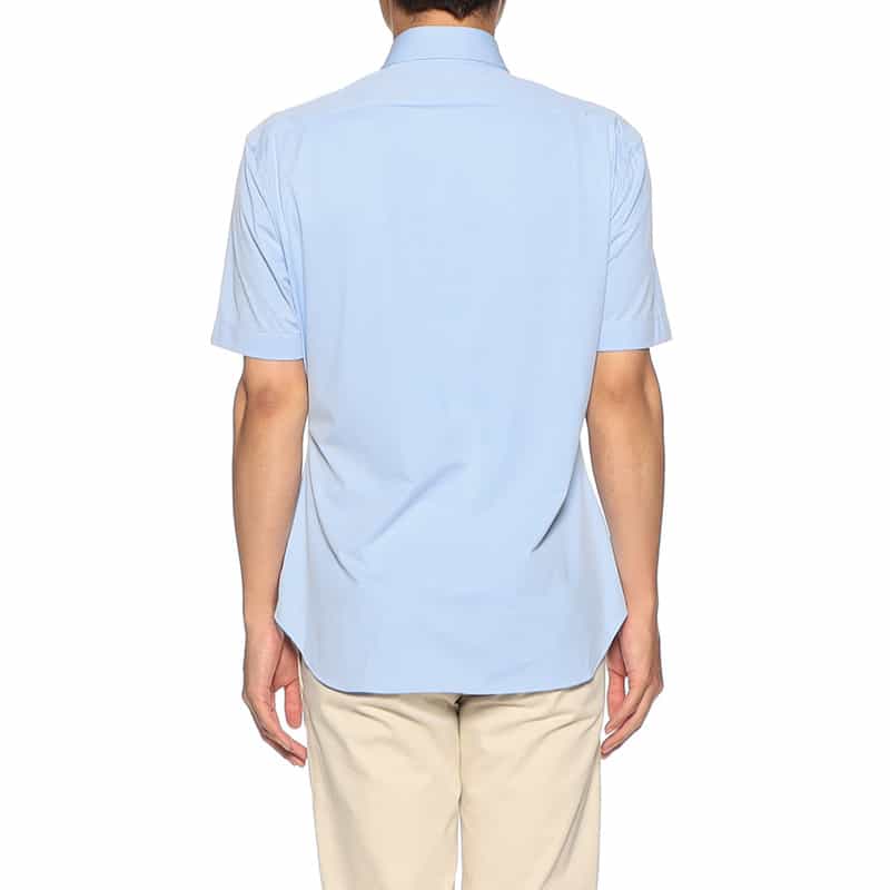 XACUS バーニーズ　ニューヨーク限定マイクロチェック柄ストレッチシャツ BLUE