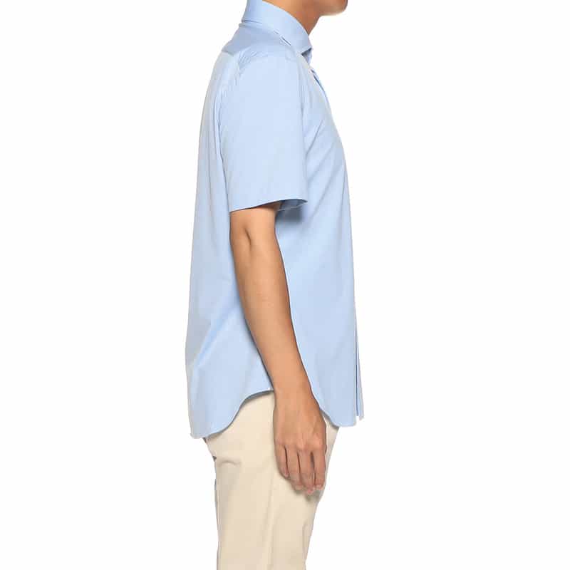 XACUS バーニーズ　ニューヨーク限定マイクロチェック柄ストレッチシャツ BLUE