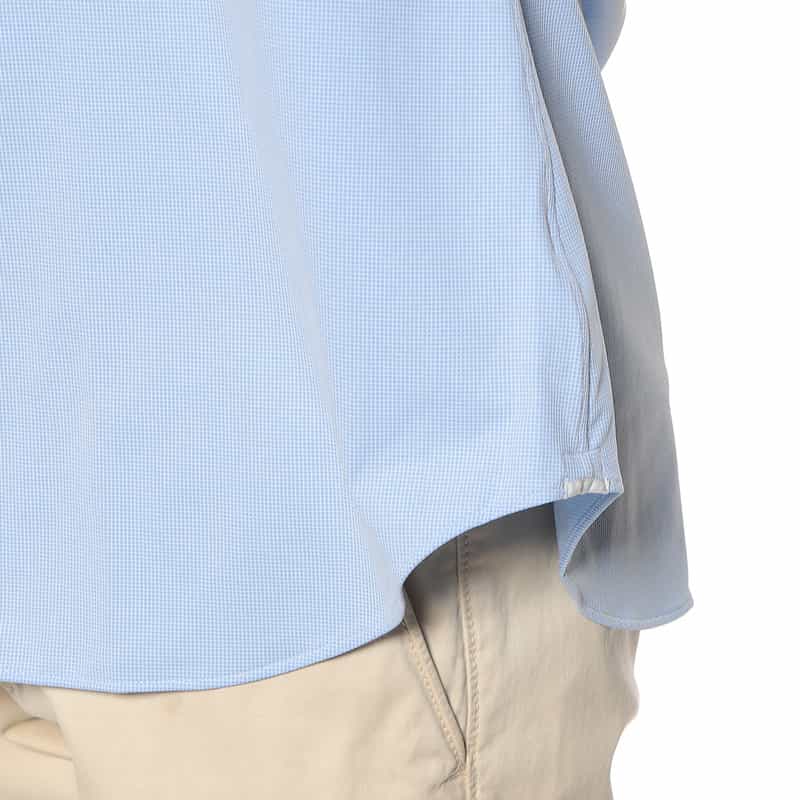 XACUS バーニーズ　ニューヨーク限定マイクロチェック柄ストレッチシャツ BLUE