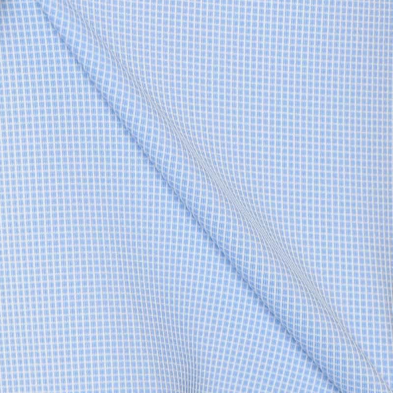 XACUS バーニーズ　ニューヨーク限定マイクロチェック柄ストレッチシャツ BLUE