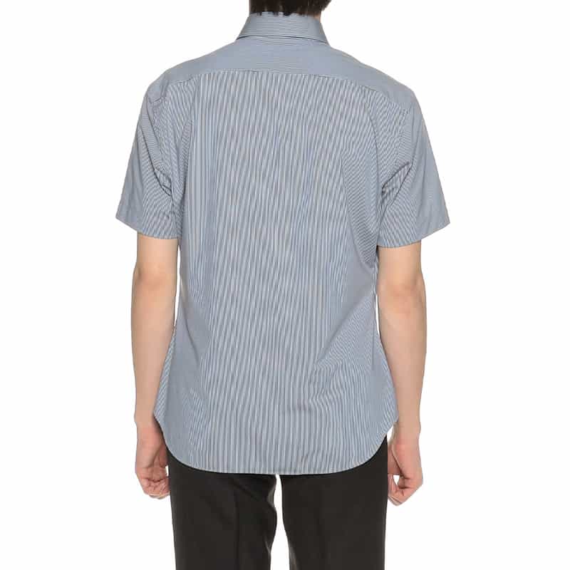 XACUS ストライププリントシャツ NAVY