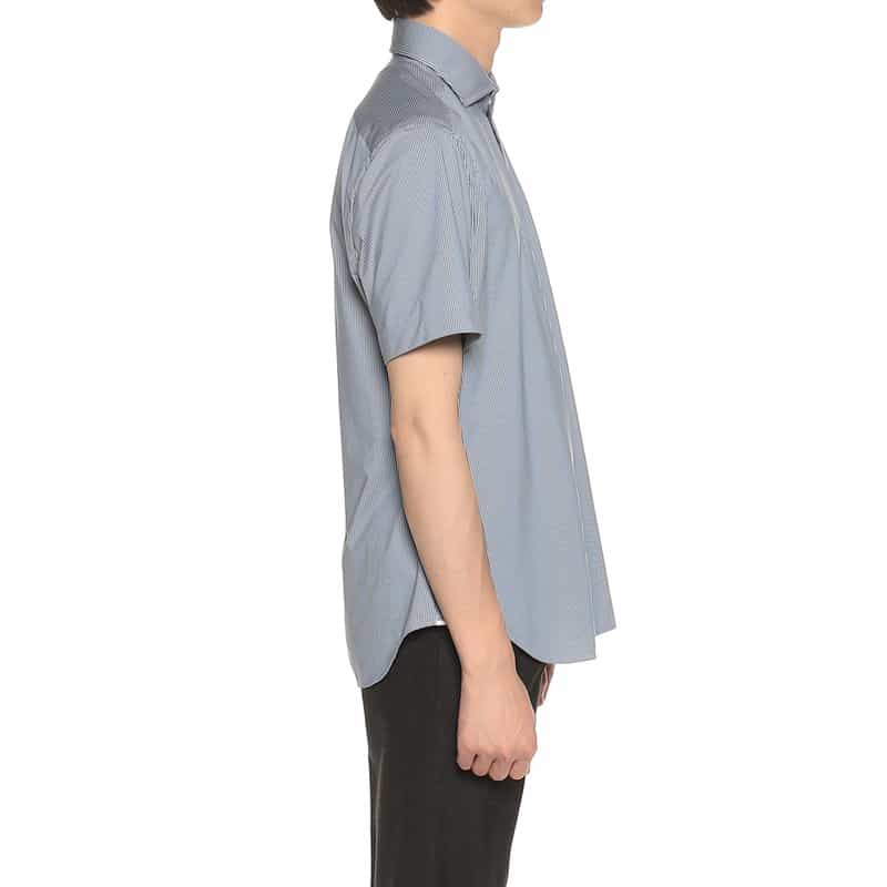 XACUS ストライププリントシャツ NAVY