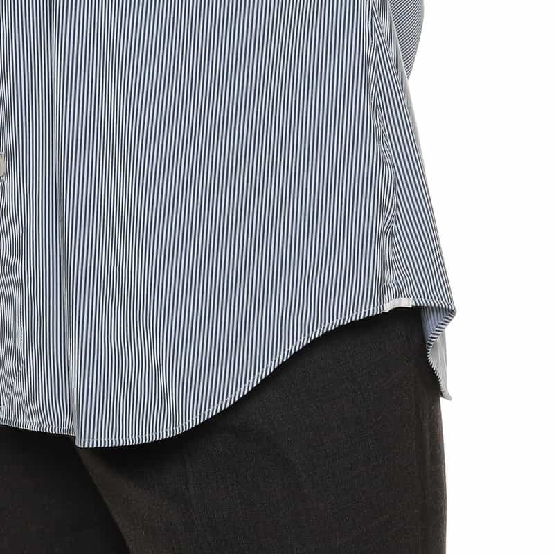 XACUS ストライププリントシャツ NAVY