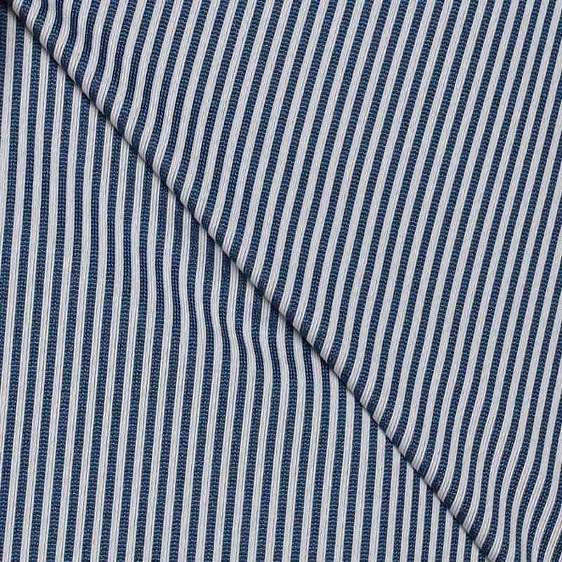 XACUS ストライププリントシャツ NAVY