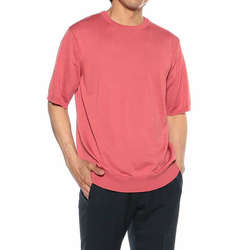 BARNEYS NEW YORK 海島綿クルーネックニットソー PINK