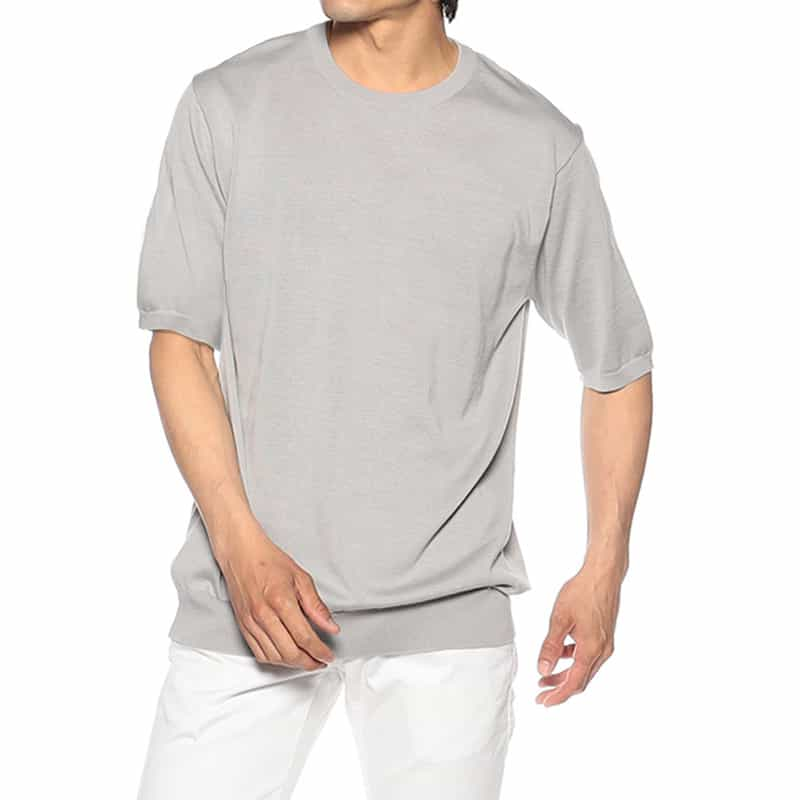 BARNEYS NEW YORK 海島綿クルーネックニットソー LIGHT GRAY