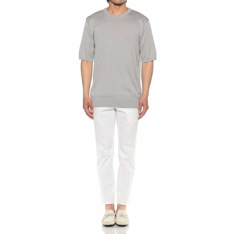 BARNEYS NEW YORK 海島綿クルーネックニットソー LIGHT GRAY